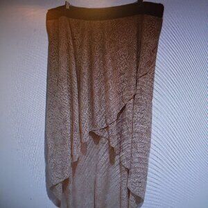 Share Drama Gold Women Skirt PLUS 3X Tan Crochet Ruffle Lined HIgh Low SEXY!